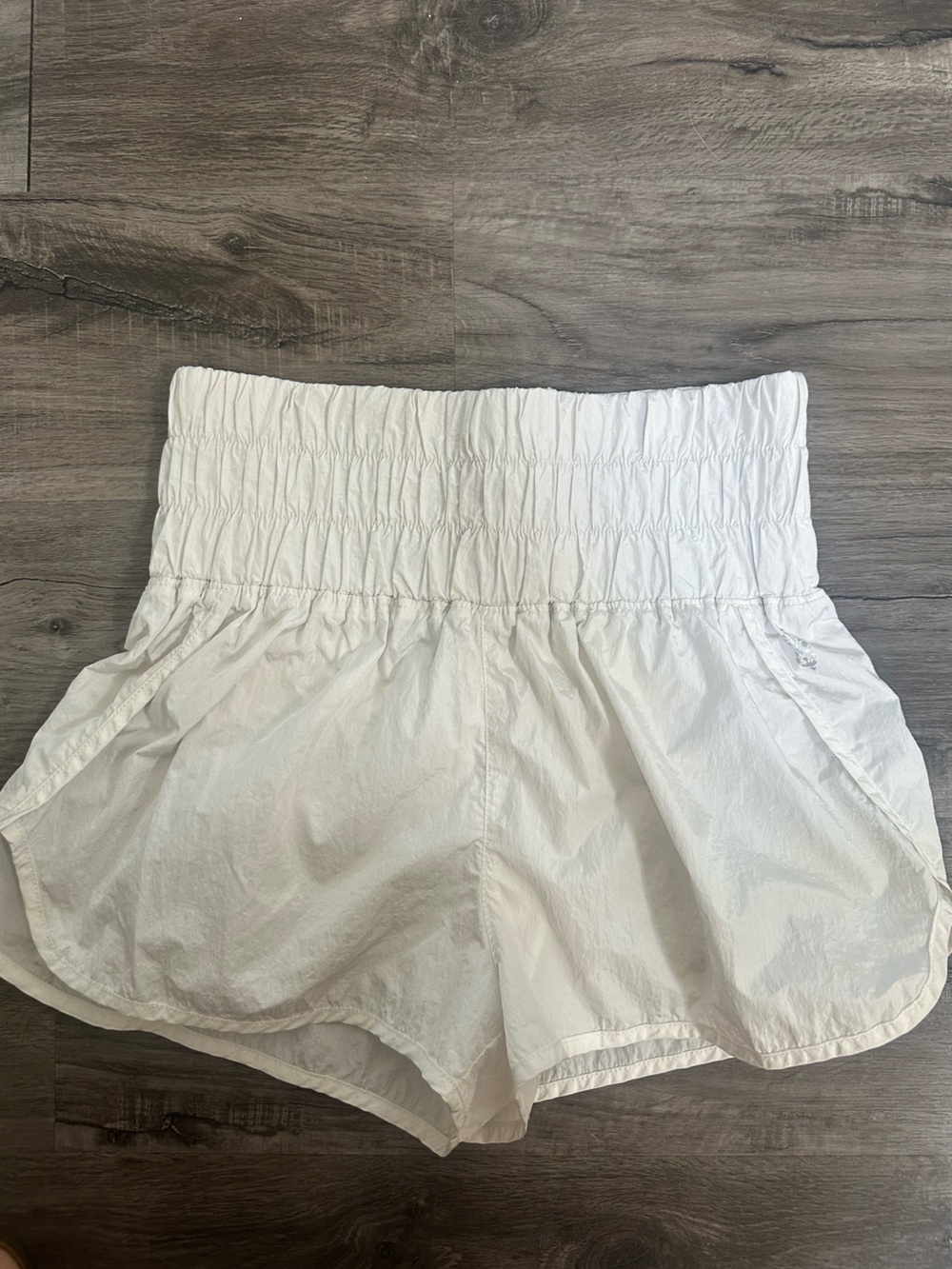 FP Movement White Smocked Waist Run Shorts Medium